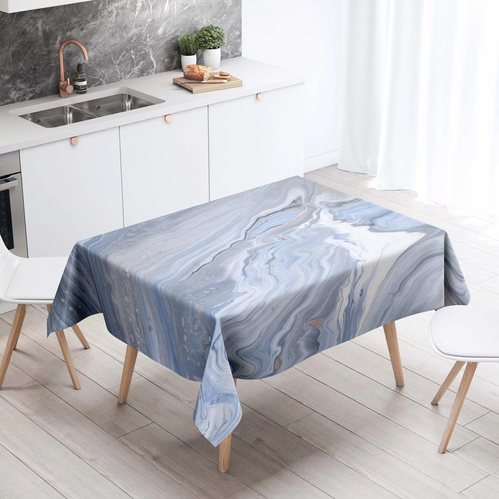 Marble Striped Tablecloth Home Decor Stain Resistant Waterproof Table Decoration Rectangular Kitchen Fireplace Tops