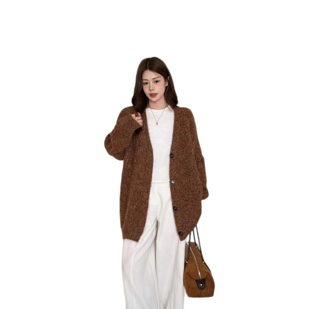Korean Style Loose Knit Cardigan for Women - Versatile, Thick Autumn/Winter 2025 Sweater Coat