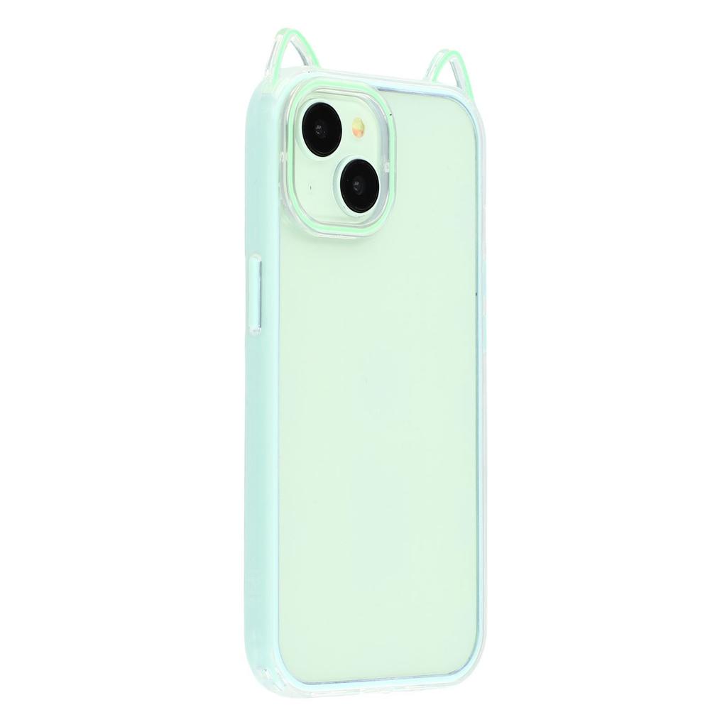 For iPhone 14 Case Cat Ear Design TPU + Acrylic Clear Phone Back Cover