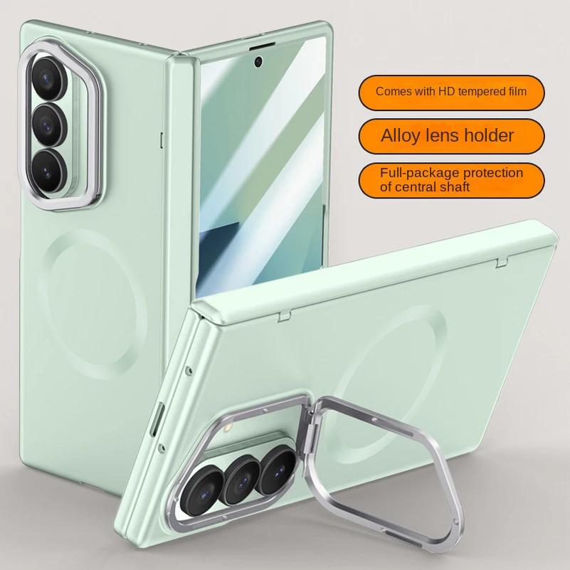 

Built-in Magsafe Magnetic with Tempered Glass Film Holder Phone Case for Samsung Galaxy Z Fold 7 Spring Hinge Protect Back Cover Galaxy Z Fold7