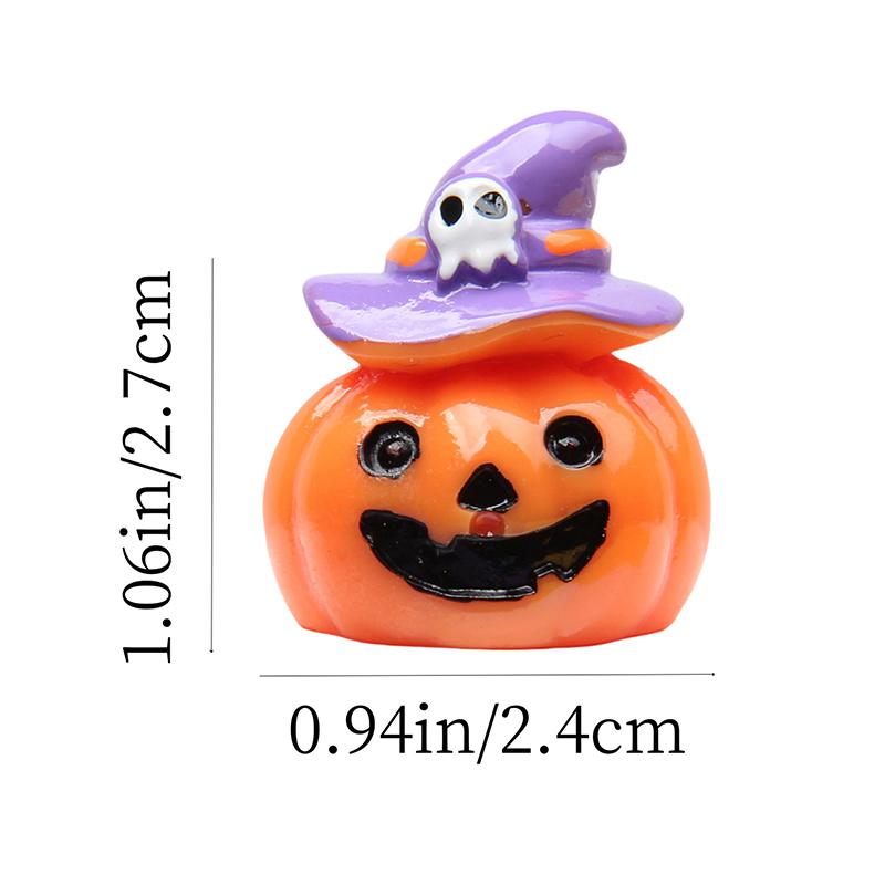 Miniature Halloween Figurines Mini Simulation Halloween Ghost Pumpkin Figurines Home Decoration Festival Diy Resin Craft Gift