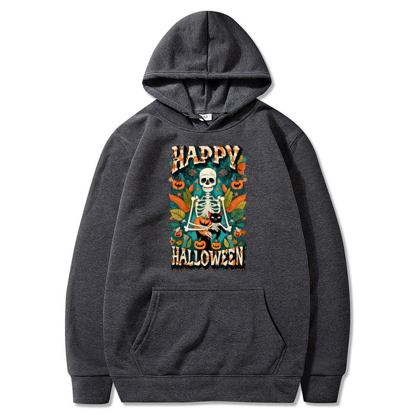 Happy Halloween Autumn Winter Fleece Hoodie Street Fashion Hoodie Men's and Women's Casual Long Sleeve Warm Hoodie