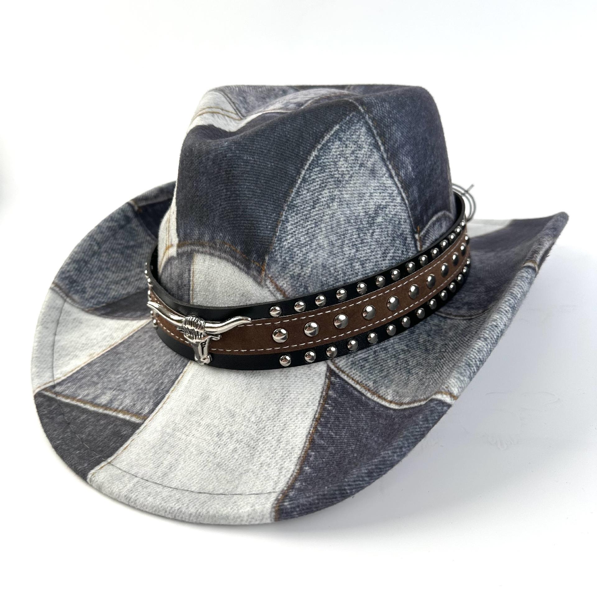 Шляпа Американская Ретро Западная Ковбойская Шляпа Европейская и Американская Высококачественная Джазовая Шляпа Отпускная Этнический Стиль Солнцезащитная Цилиндр 56-58cm