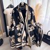 Women'S Warm Floral Print Cashmere Scarf Hijab Pashmina Large Shawl Neck Wrap For Autumn Winter Fashionable Wrap-Stole For Ladie