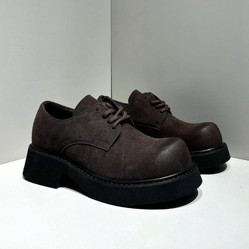 Men's 2025 Spring Genuine Leather Casual Shoes - Breathable Big Toe, Thick Sole, Low-Top Martin Boots