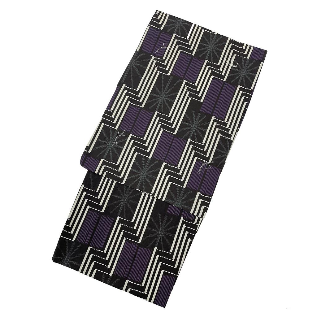 Fuuka Yukata Set Includes Waist and Geta Size and Hemp Leaf Pattern Square and Z3210CMB250 Men's (4 Pieces) - Obi, Cord, (Geta) - M, Black, Purple,