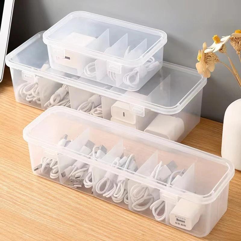 Transparente Datenkabel-Organizer-Hülle Klassifizierung Staubdichter Kartenorganizer mit Deckel Sammelbox für Büro Zuhause