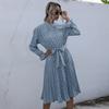 YYFS Women's Vintage Polka Dot Print Long Sleeve Slim Casual Dresses