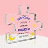 "Gracias Por Ser La Mejor Abuela Del Mundo "Acrylic Puzzle Keepsake Box with Floral & Star Designs - Pink Background, Golden Accents, Perfect Gift Fo
