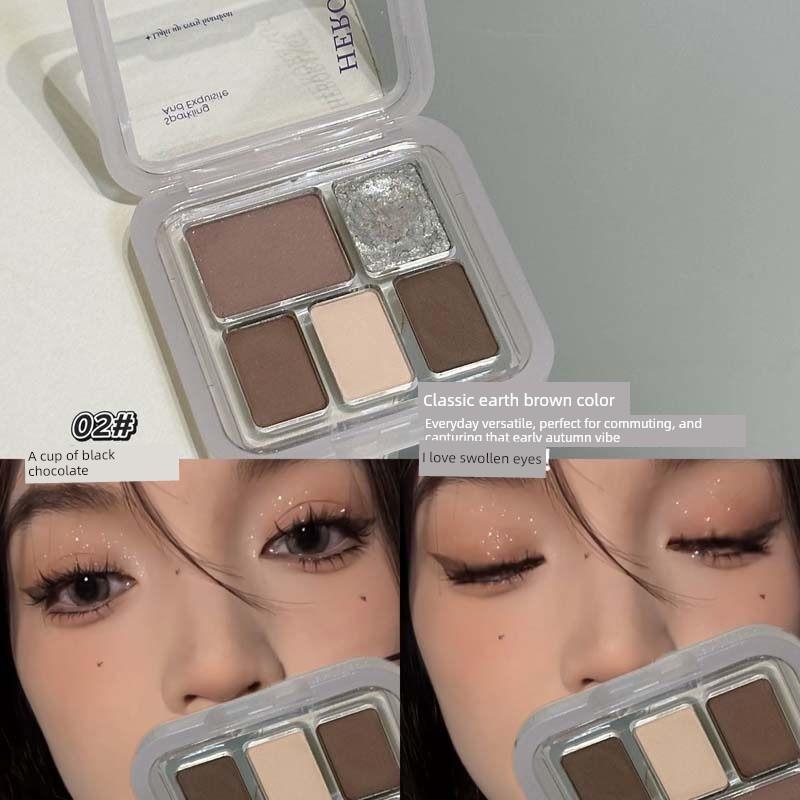 Dreamcore Blue Black Smokey! Cloud Veil Eyeshadow Palette with Five Colors, Matte Ice Blue Smokey Earth Tones, Portable and Affordable