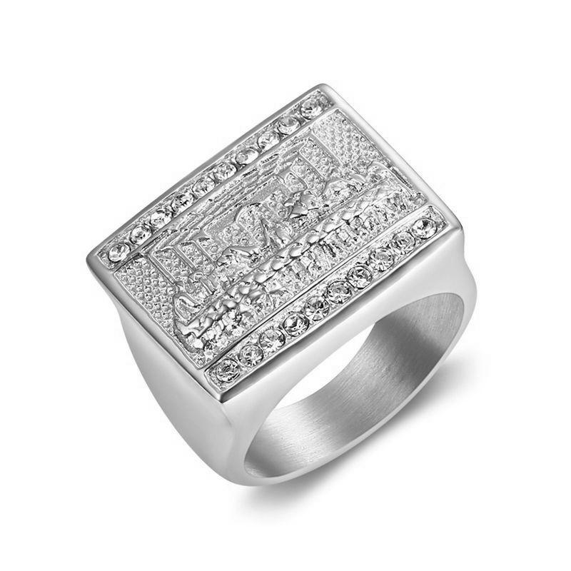 New Arrival Hip hop Unisex High Quality Gold/silver color Vinci Jesus Judah Dinner The Last Supper ring with zircon 7 серебряный
