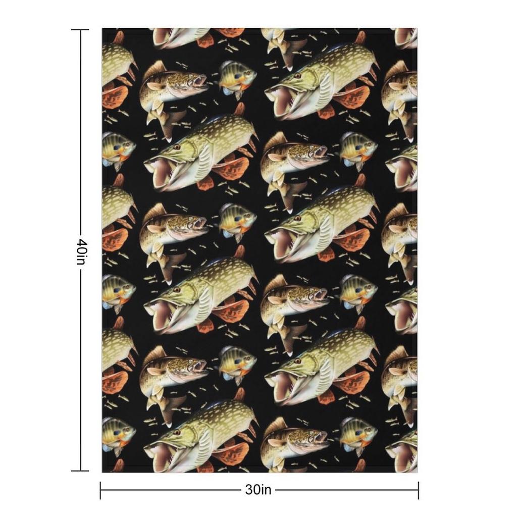 Mary Tracy - Walleye, Pike and Bluegill Throw Blanket Loose Stuffeds Kid'S Soft Plush Plaid Blankets