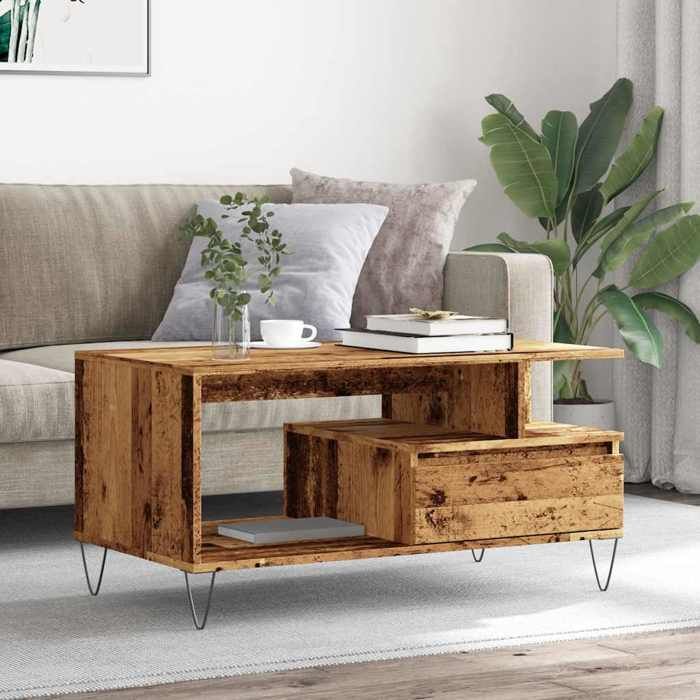VidaXL Coffee Table Old Wood 90x49x45 Cm Engineered Wood 857452