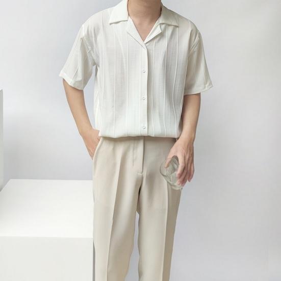 

Летняя мужская рубашка на пуговицах с отложным воротником, кардиган с короткими рукавами, свободная, средней длины, повседневная одежда для офиса и бизнеса, топ 2XL зелёный