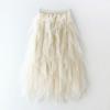 Manufacturer, Elastic Waist Fashionable Versatile and Thin Mesh Stitching Irregular Medium and Long Skirt
