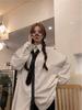 Women's Retro Spring Striped Raglan Long Sleeve Shirt with Tie Design