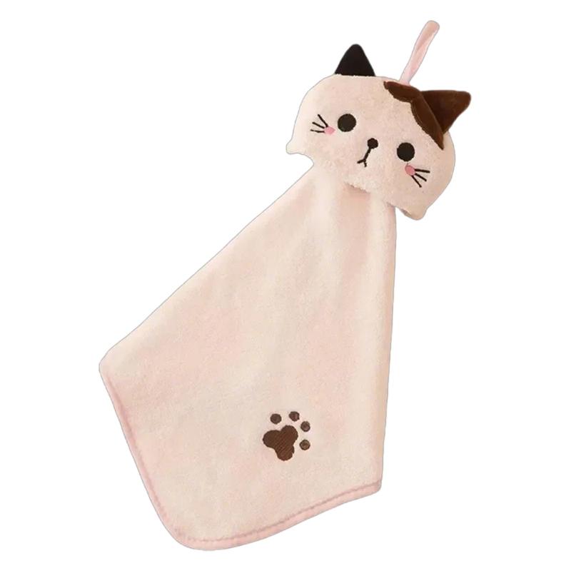Hanging Hand Towel For Home Use Cartoon Coral Fleece High Absorbency And Softness Hangable Towel Convenient