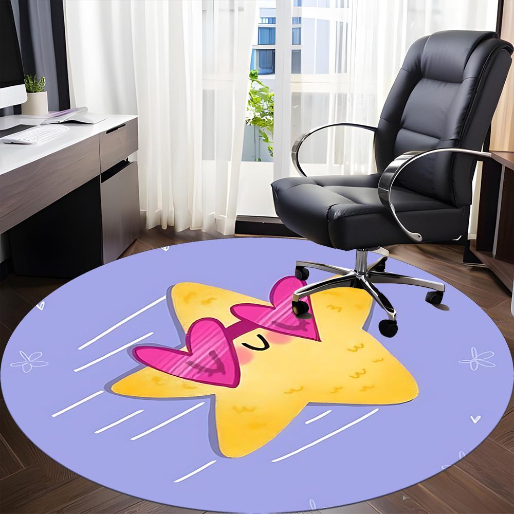 1pc Star Love Office Round Area Rug, Indoor Mat Suitable For Office, Under Office Chairs Bedroom Living Room Home Decor, Room Deco