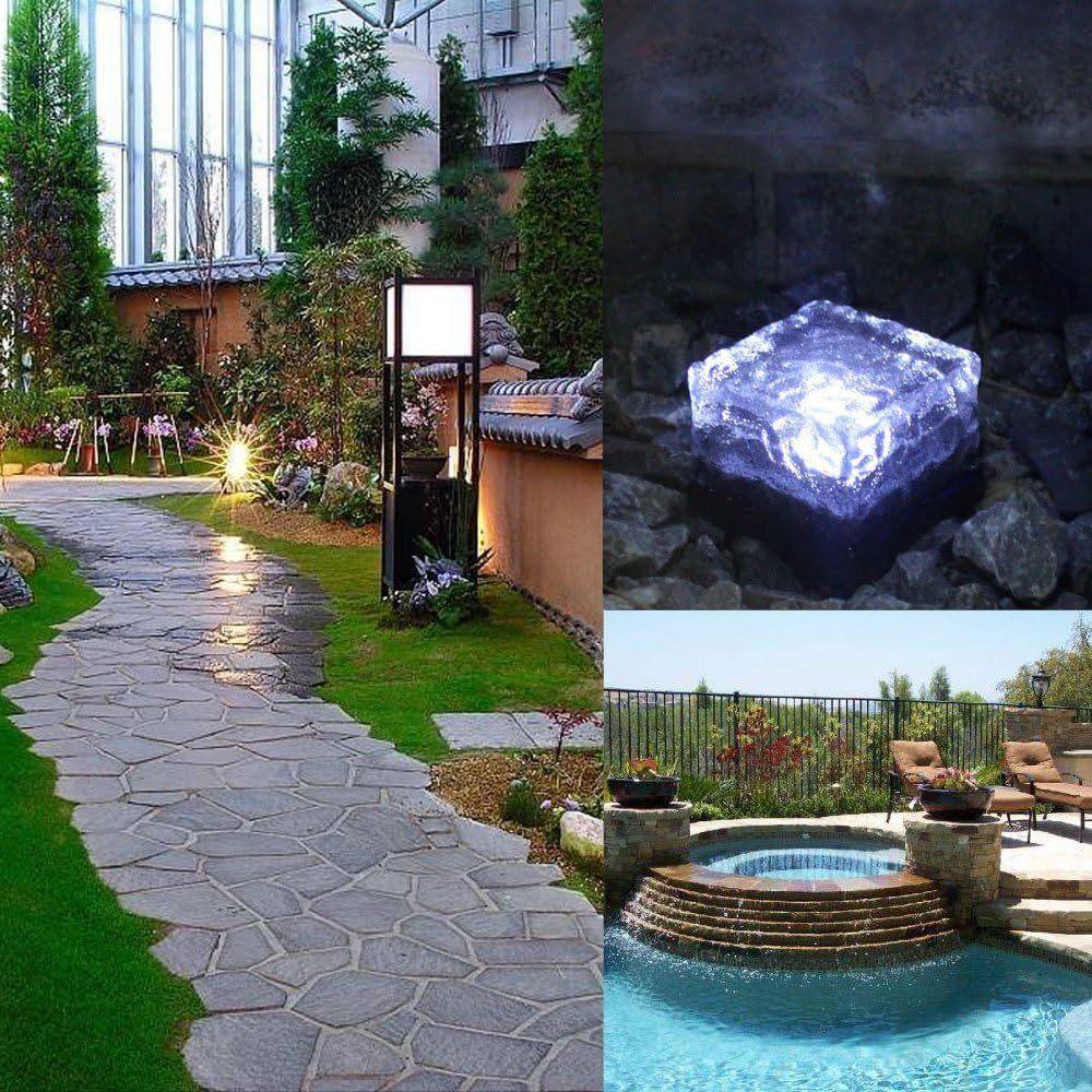 Solar Ice Cube Glass Block Light - Outdoor Square Landscape Lamp for Garden Yard Pathway Christmas Decor