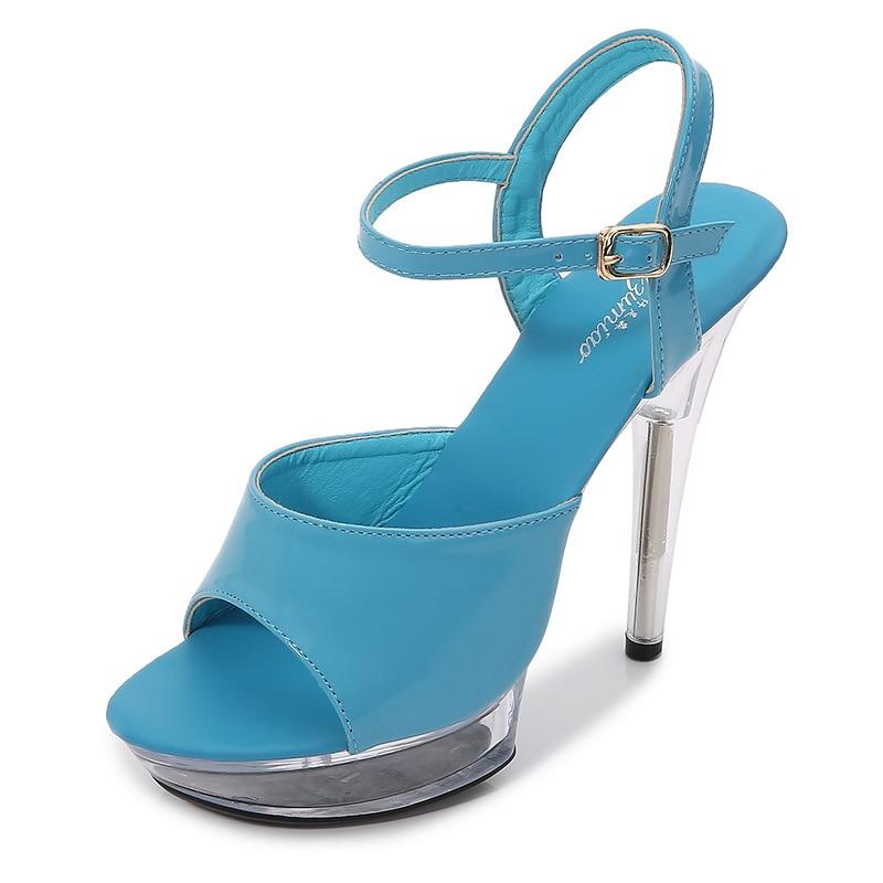 Woman Transparent Super High Heel Summer Female Waterproof Fish Mouth Shoes Fairy Thin Heel Sandals 15cm heel 5cm Platform LFD