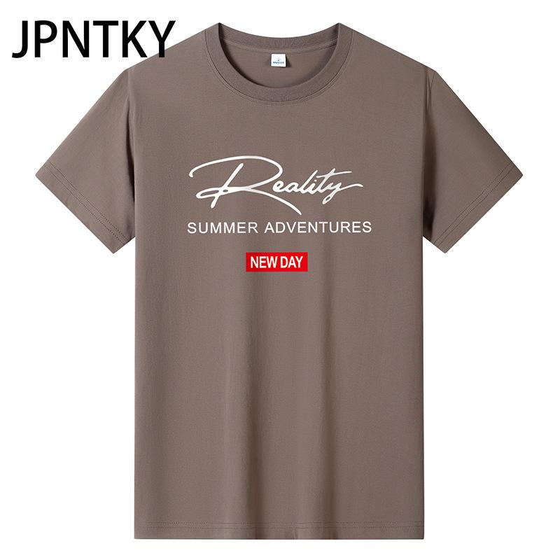 JPNTKY Cotton Short Sleeve T-shirt Men's Fashion Loose Half Sleeve Shirt Printed Compassionate Shirt