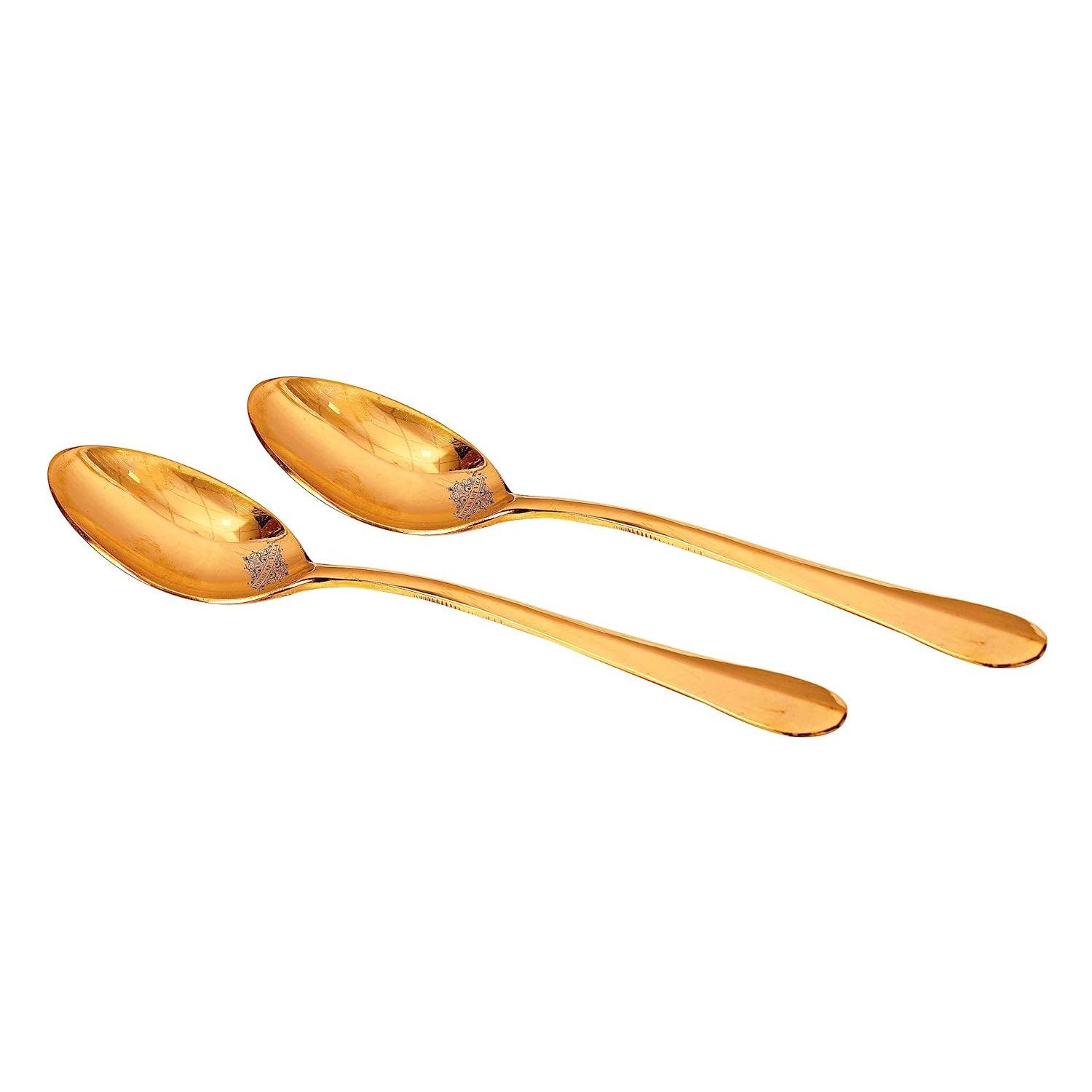 

Латунная гладкая ложка, Столовая посуда Сервировочная посуда Дом Отель Ресторан, 2 штуки Серебро