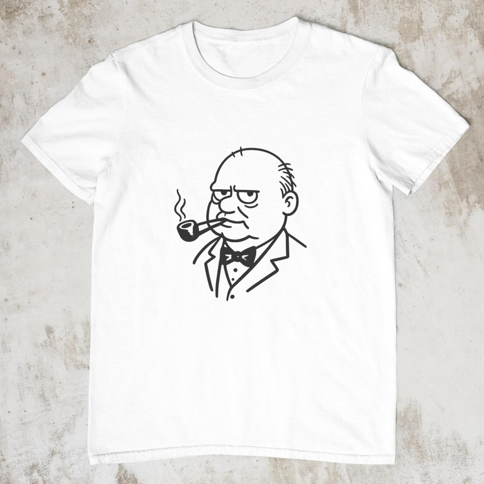 Winston Churchill Smoking Pipe Shirt, Vintage British History T-Shirt, Minimalist Churchill Graphic Tee, Funny Historical Leader Shirt 3XL
