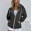 Sonbahar İlkbahar Kadın Mont Kapşonlu Bağcıklı Uzun Kollu Cepler Fermuarlı Elastik Manşet Etek Bol Spor Kapşonlu Günlük Giyim Ceket