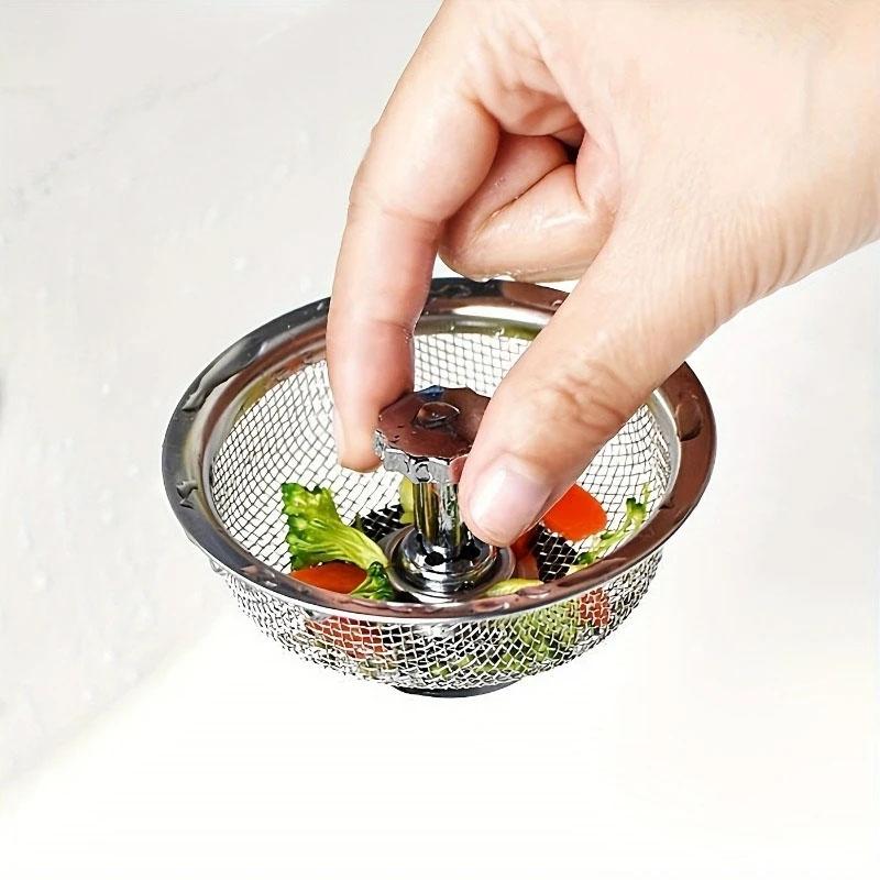 Sink Drain Filter 1-2pcs Kitchen Accessories With Handle and Plug Stainless Steel Food Catcher For Most Sink Drains Strainer