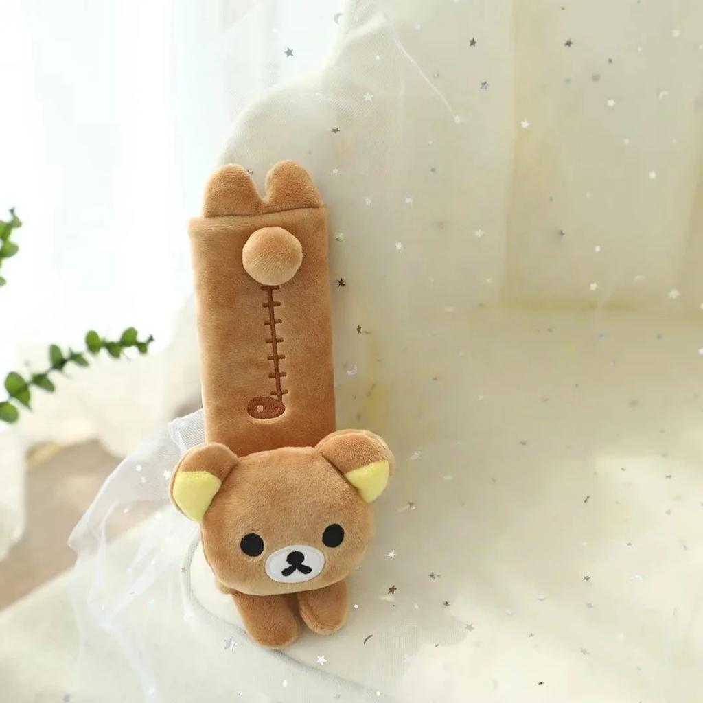 Cute Bear Car Seat Belt Cover Soft Plush Shoulder Pad Kawaii Auto Accessory For Women Girls Comfortable Safety Strap Cushion