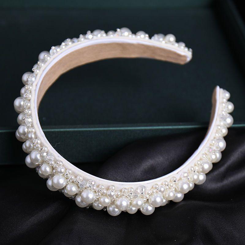 Luxuriöse, vollständig handgenähte Perlen-Haarbänder, Hochzeits-, Braut-Kristall-Haarbänder, Atemberaubendes Barock-Haarschmuckstück