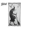 Halloween Tablecloth Door Curtain Lace Spider Web Fireplace Cover Scary Skeleton Witch Mysterious Fabric Bat Print Window Drapes for Home