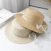 New French Lafite Sweet Bow Straw Hat Women's Spring Summer Simple Sunscreen Breathable Sunshade Elegant Flat Top Hat
