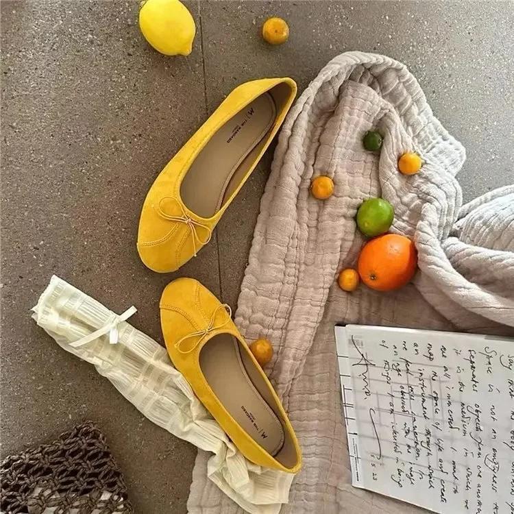 French Butterfly Knot Flat Shoes Soft Bottom Ballet Style Women's Casual Spring Summer New Korean Version Commuting Slip-On Shoe