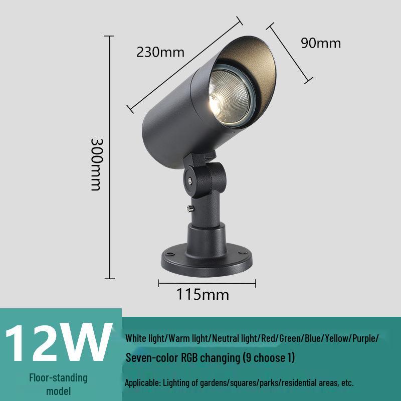 Waterproof Outdoor Tree Spotlight with Garden Ground Plug, Lawn Floodlight for Courtyard Landscapes