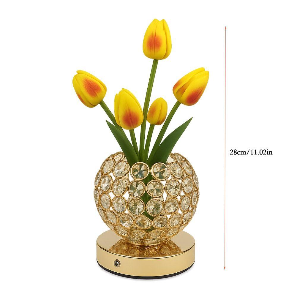 3 Color Tulip Crystal Flower Lamps Infinitely Dimming Desk Lamp Romance Flower Light  Bedroom