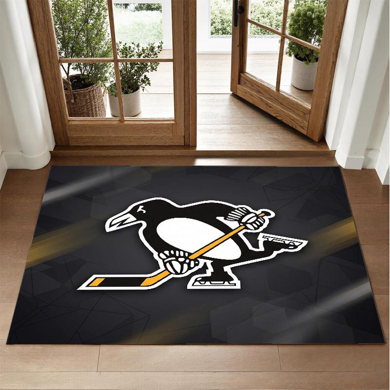 Pittsburgh Penguins Design Crystal Velvet Rug Soft Decorative Mat for Bedroom Entrance