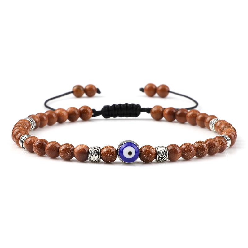 Lucky Evil Eye Bracelet Men Natural Stone 4mm Tiger Eye Lava Agates Beads Adjustable Braided Bracelets&Bangles Jewelry for Women