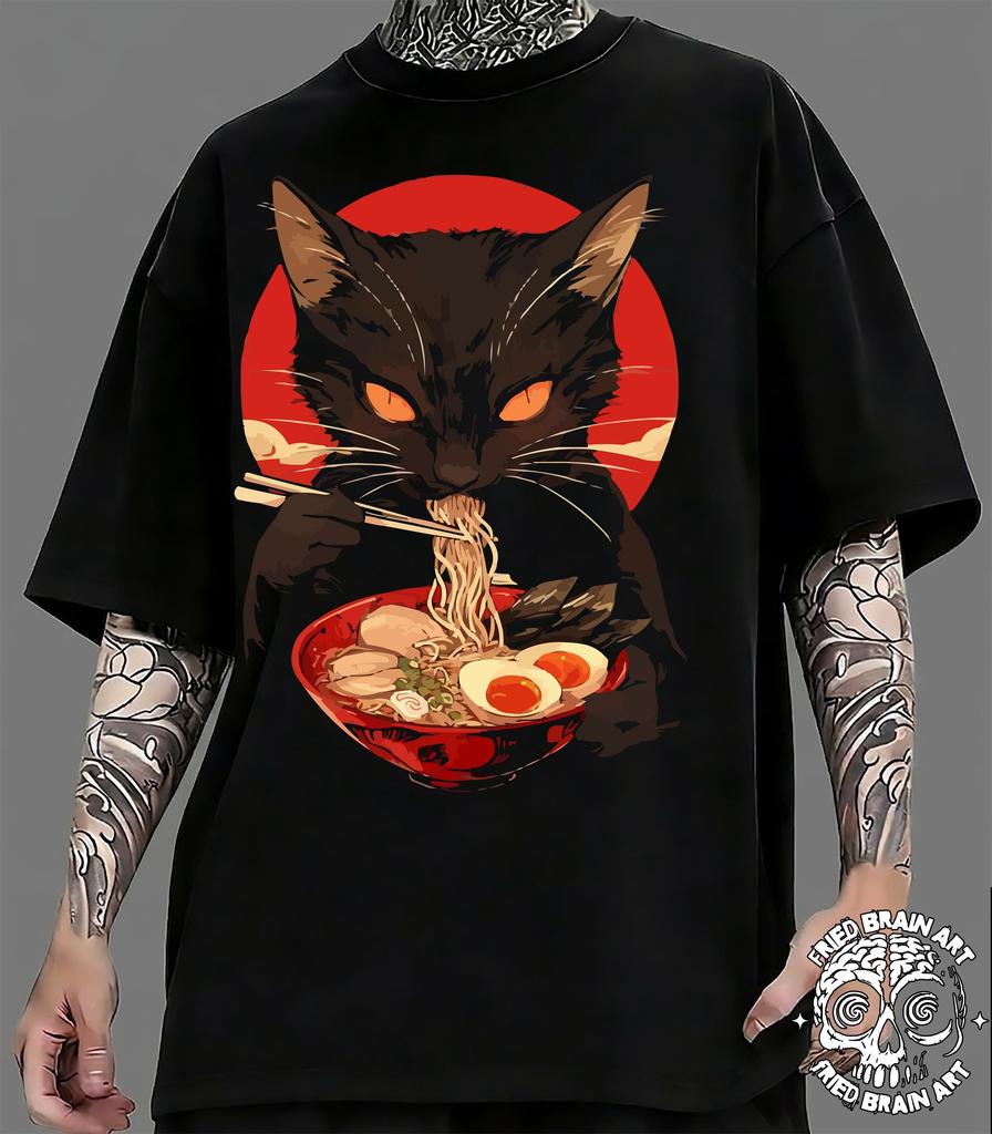 Ramen Cat T-Shirt: Kawaii Anime Kitty Tee, Foodie Gift