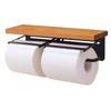 Ottostyle.jp Toilet Paper Holder [Double/Camel] Pine Wood/Oil Finish, 2-Piece Set, Natural Wood Shelf, Small Item Holder, Easy Installation