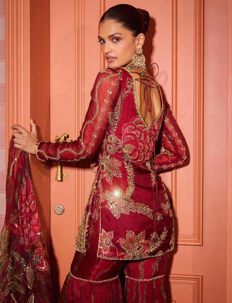 Women Designer Party Wear Soft Organza Salwar Suit Sharara Set Indian Ethnic Bollywood