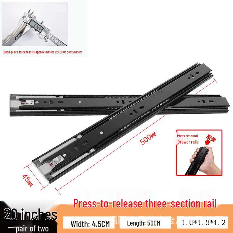 Silent Double Spring Damping Drawer Slides: Three-Section Buffer Guide Rails