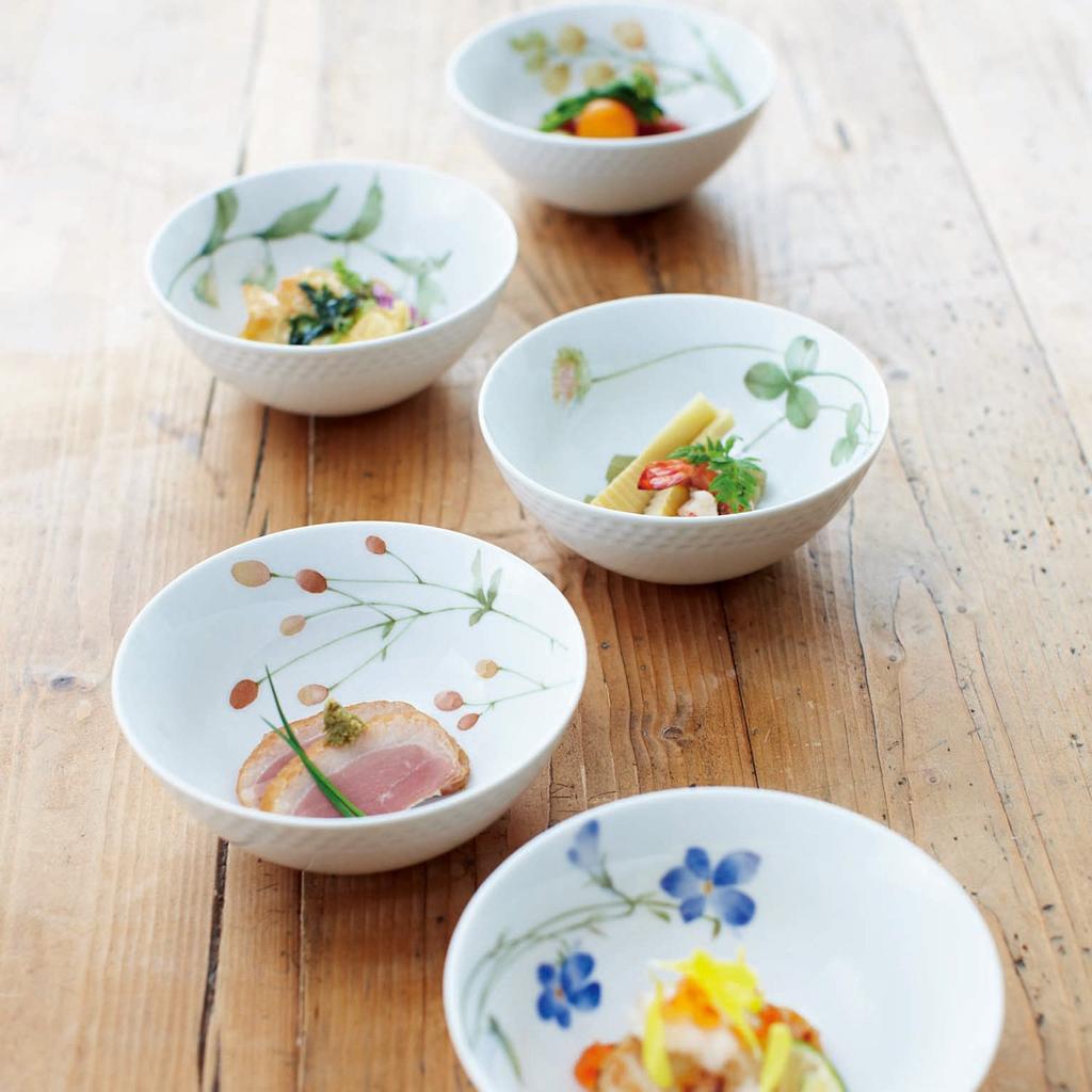 Noritake Bowls (Set of 5) 14cm, 490cc, Azuma no Michi (Road to the Earth) Microwave and Dishwasher Safe, Fine Porcelain, F5306L/1654-15