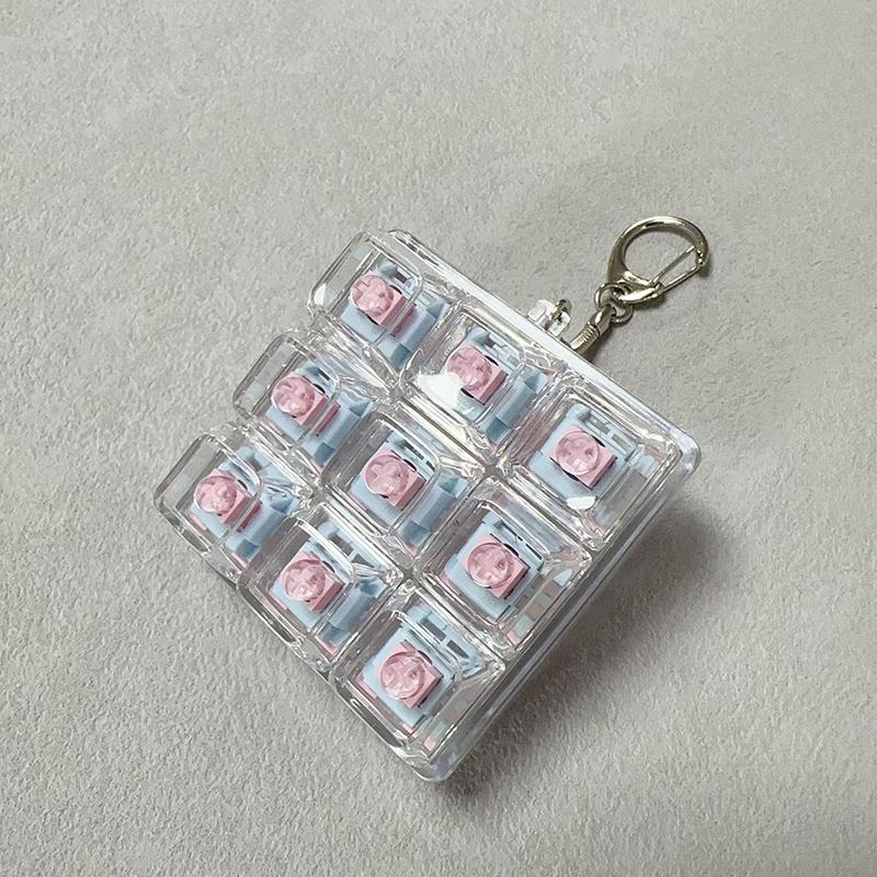 9 Keys Keyboard Keycaps Keychain Fidget Toy Anti-Anxiety Point Keycaps Party Stress Relief DIY Keycaps Toy Keyboard Caps