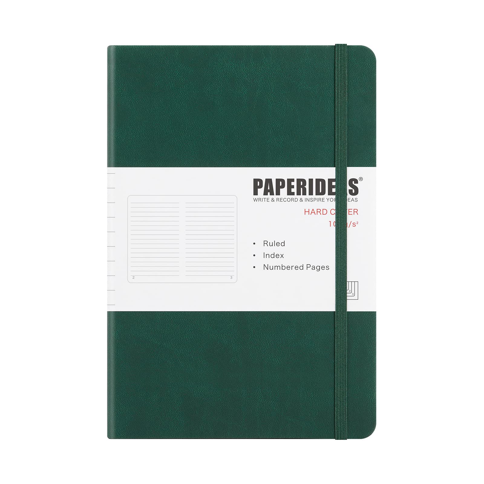 

PAPERIDEAS Hardcover Christmas Notebook, A5, (Horizontal Lines, Green)