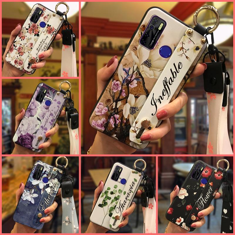 Shockproof Wrist Strap Phone Case For Tecno Camon15/15Air/16S/KD7H/CD6/CD7/Spark5/5Pro Wristband Protective Back Cover