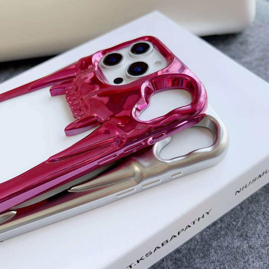 Husă de telefon 3D Craniu Gol Colț Electroplacat Lucios pentru iPhone 16 15 14 13 12 Samsung S25 S24 Ultra Anti-Cădere Super Disipare Căldură Husă