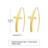 Women's Gold Stainless Steel Cross Earrings - Fashionable European and American Style (ED-513)