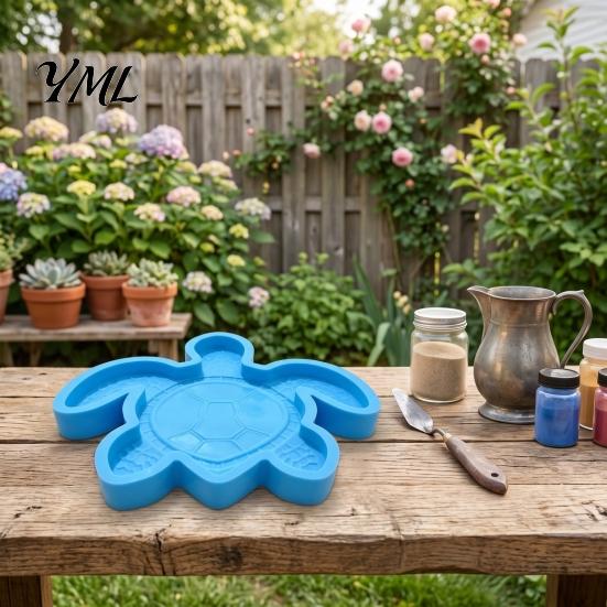 Textured Stone Molds for Patio Reusable Sea Turtle Stepping Mold Garden Art, DIY Oceans Theme Concrete Handmade Path Pavers Paver Mold, Giant Silicone