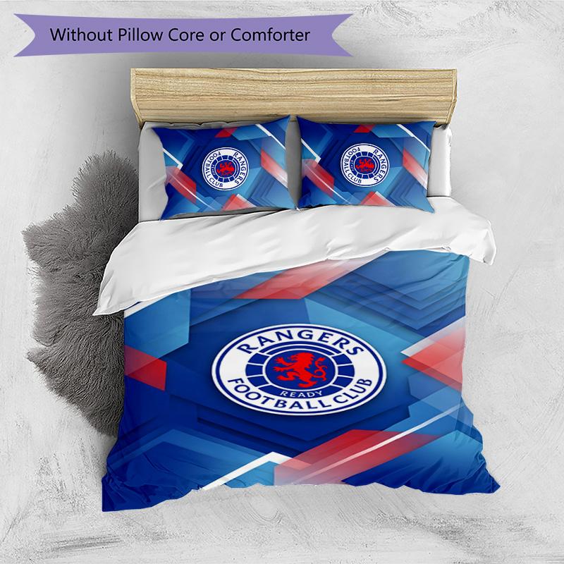 Set Biancheria da Letto Rangers FC Stampato 3 Pezzi Copripiumino Traspirante con Federe Biancheria da Letto Decorativa per Camera da Letto Casa